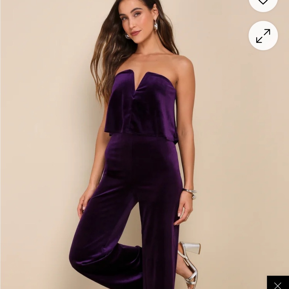Lulu's power of love Purple Velvet Jumpsuit